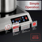 ChangBERT przenośna kuchenka indukcyjna 1800 W, certyfikowana przez NSF, komercyjna, mocna palnik blatowy, profesjonalna płyta grzewcza Pro Chef, obudowa ze stali nierdzewnej 18/10, szkło Schott, 10-godzinny timer