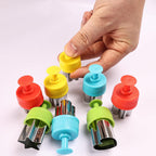 Vegetable Cutter Shapes Set - 8pc Press-type Mini Cookie Cutters Fruit Cookie Pastry Stamps Mold for Kids Baking and Food Supplement Tools Accessories