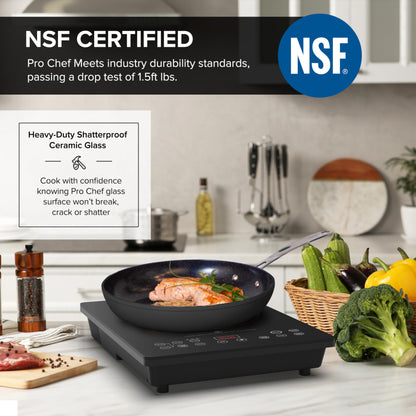 Nuwave Portable Induction Cooktop, NSF-Certified Single Electric Burner, 94 Precise Temp Range, Large 8” Heating Coil, Perfect for Professional & Commercial Settings, Shatter-Proof Glass Surface