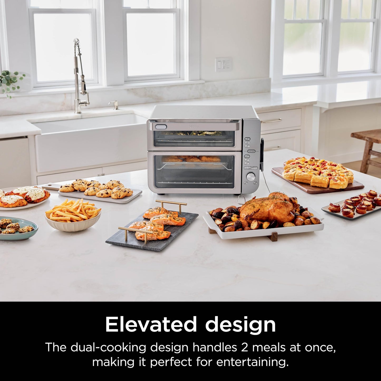 Ninja Countertop Oven Double Stack XL & Air Fryer with Pro Cook System, 12-in-1, Flexdoor, FlavorSeal, SMART FINISH with DualZone Technology, Air Fryer, Bake, Broil, Reheat, Stainless Steel, DCT651