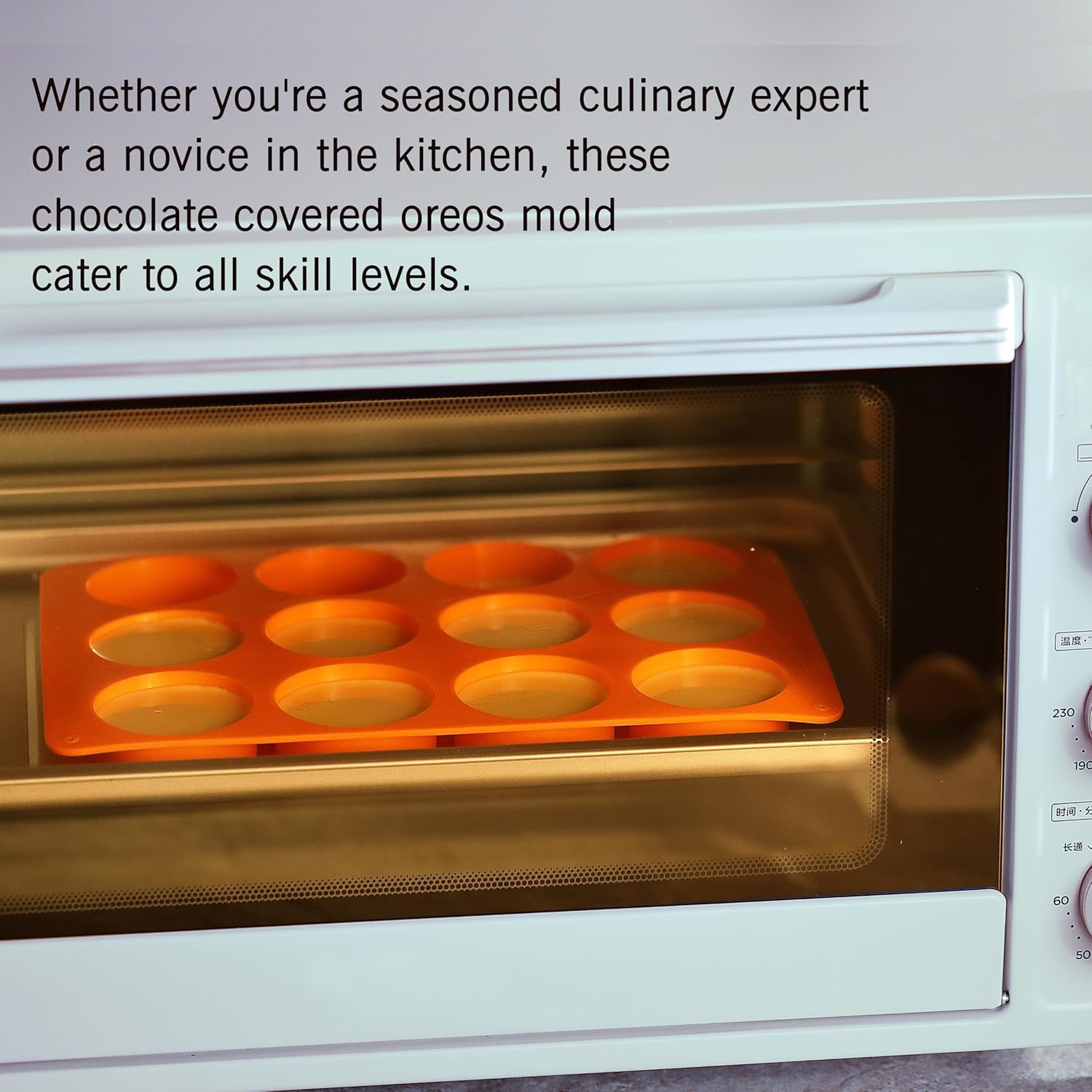 2PCS Silicone Oreo Molds, LCCOWOT 12 Cavity Cookie Chocolate Round Silicone Mold, Baking Mold for Chocolate, Oreo, Cookie, Cany, Mini Cake, Dishwasher Safe (Orange+Blue)