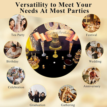 Set of 9 Cake Stands Metal Cupcake Stand Set Multiple Styles Candy Fruit Display Tower Dessert Plate Cake Serving Tray for Birthday Party Wedding Anniversary Baby Shower Engagement (Gold)