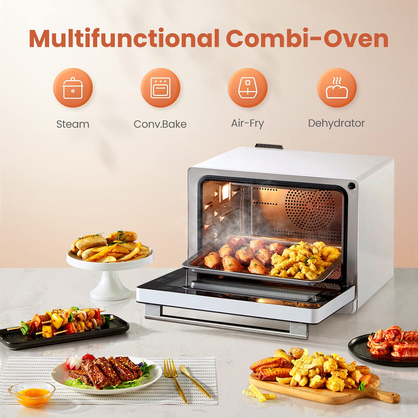 FOTILE ChefCubii 4-in-1 Countertop Convection Steam Oven, Air Fryer, Dehydrator with True Convection Bake, Steam-Bake, Broil, 40 Preset Menu and Steam Self-Clean, 1 CFT