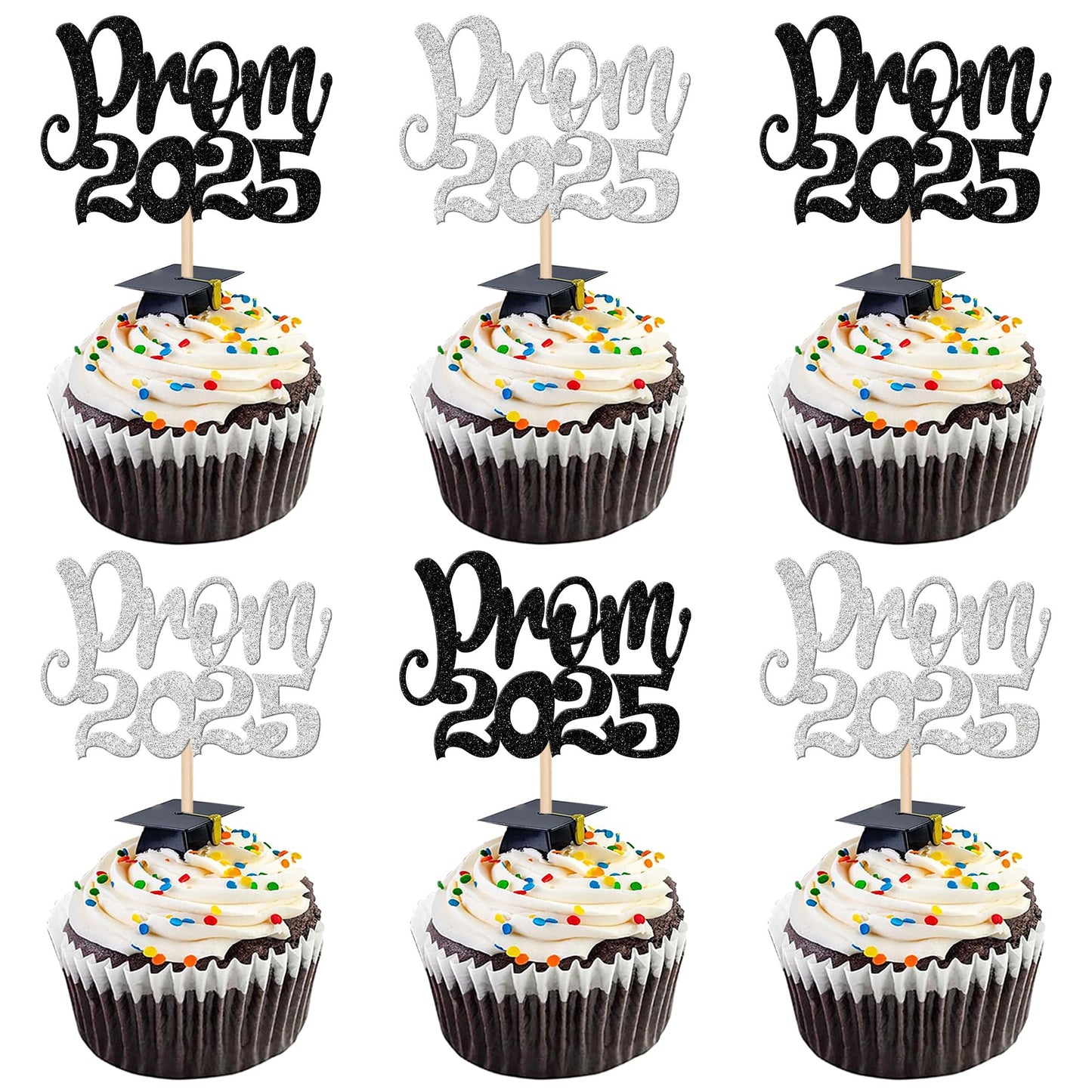 24 PCS 2025 Graduation Cupcake Toppers Glitter Diploma Congrats Grad Cap Cupcake Picks Class of 2025 Cake Decorations for 2025 Graduation Theme Party Supplies Pink