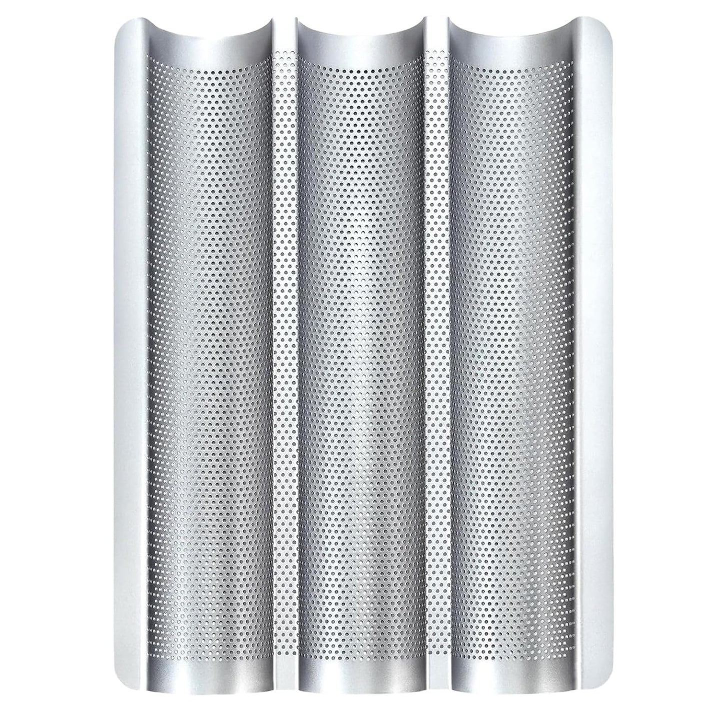 Baguette Pans for Baking 15" x 11", Carbon Steel 3 Loaf Nonstick Baguette Baking Tray for French & Italian Perforated French Bread Pan