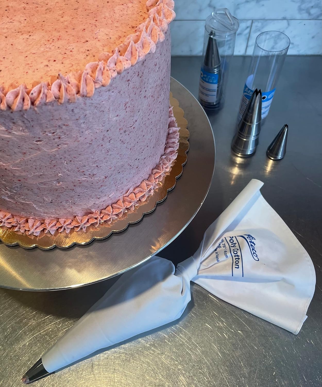 Ateco Cast Iron and Non-Slip Pad Cake Stand, 12 inch, White