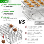 Hiware Stainless Steel Stackable Cooling Rack for Baking, 3 Tier 12”x 16.5”,Oven & Dishwasher Salf and Fit Half Sheet,Wire Cooling Racks for Cookie, Pizza, Cake