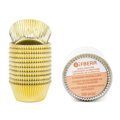 Gifbera White Metallic Foil Cupcake Liners Standard Size Baking Cups, 200-Count