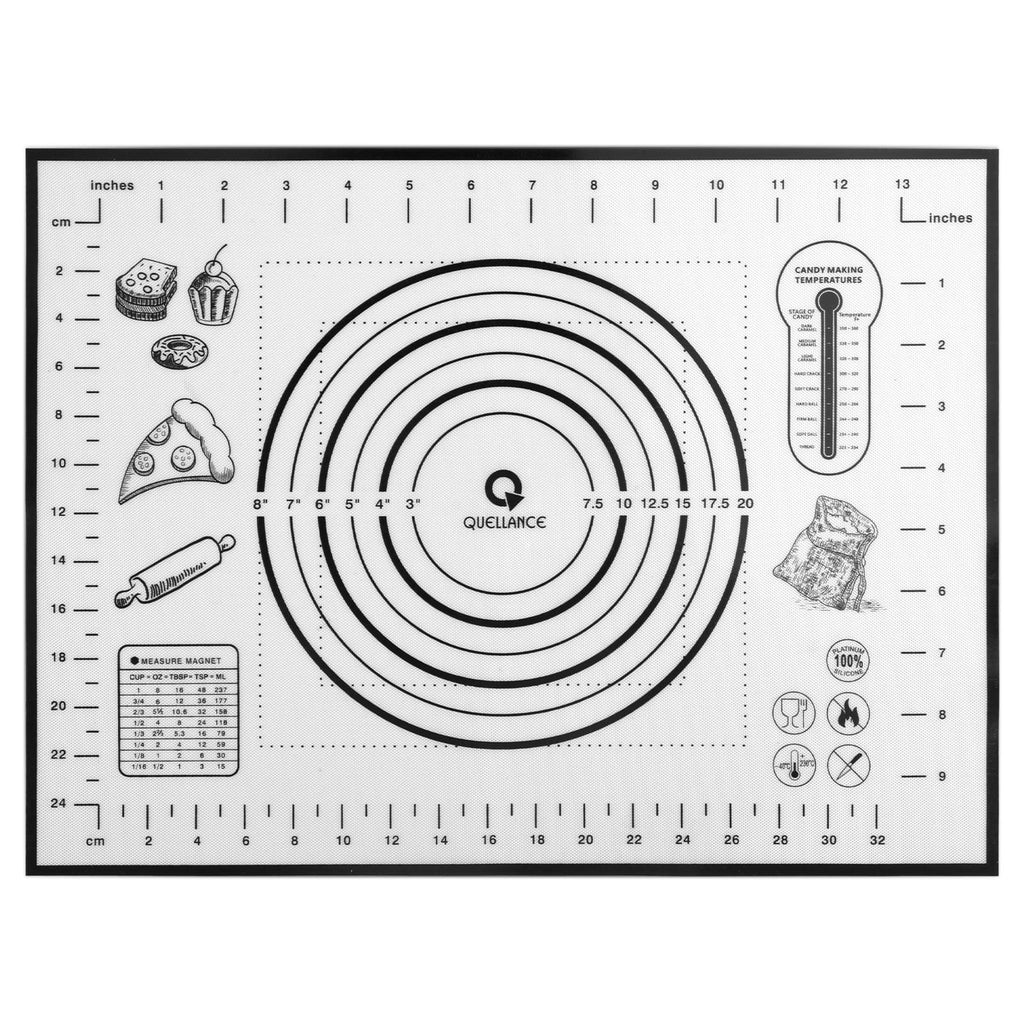 Silicone Pastry Baking Mat Dough - 16x24Inch Large Non Stick Slip Cookie Bread Rolling Mats Sheet, Kitchen Counter Kneading Cooking Board Pad Matt with Measurement for Pie Pizza Cookies Fondant Making