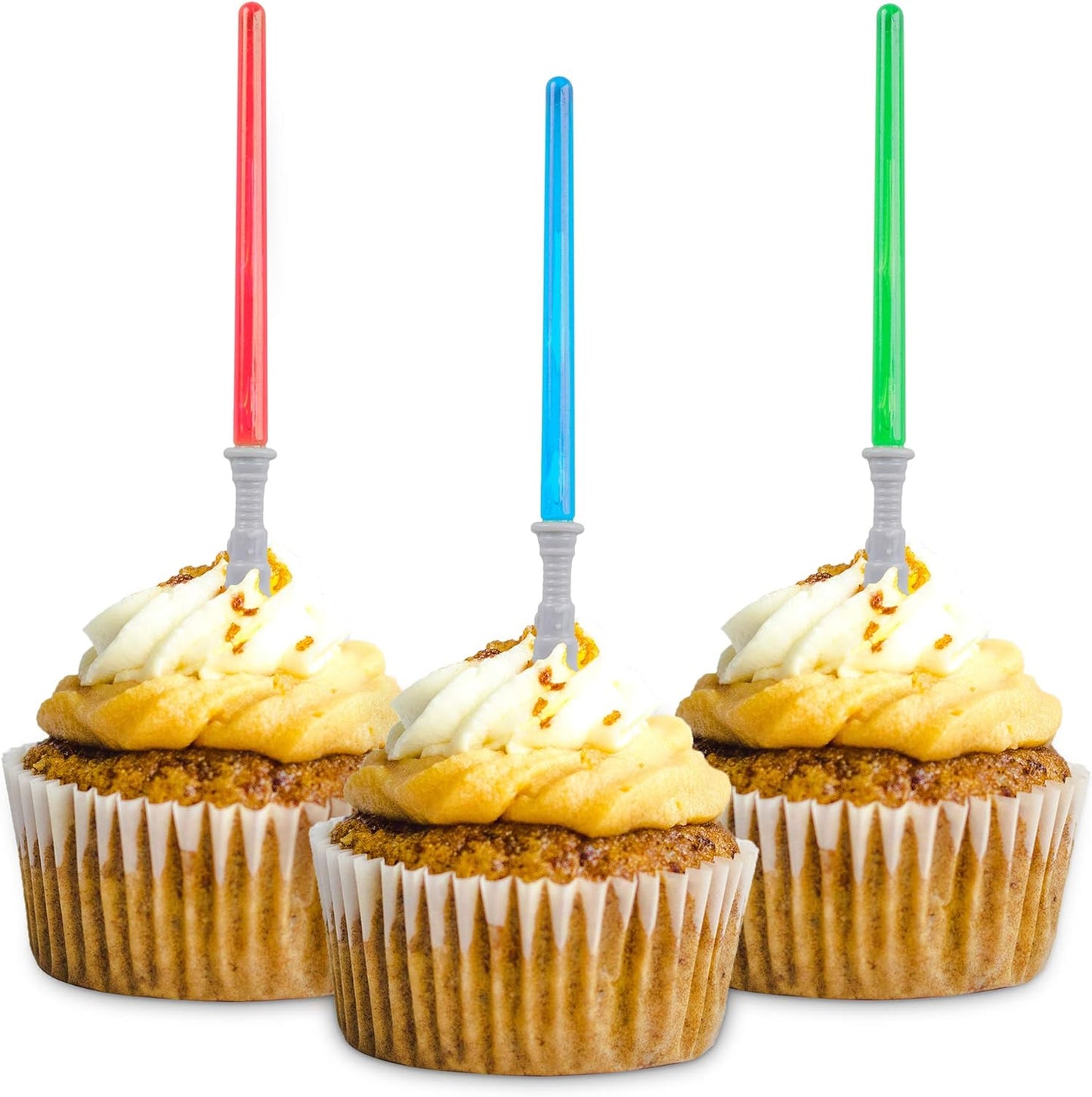 Super Z Outlet Light Sabre Cupcake Decoration Toppers Sticks Picks Set for Children Birthday Party, Fan Shows, Movies, 4" inches Tall - 12 Pack