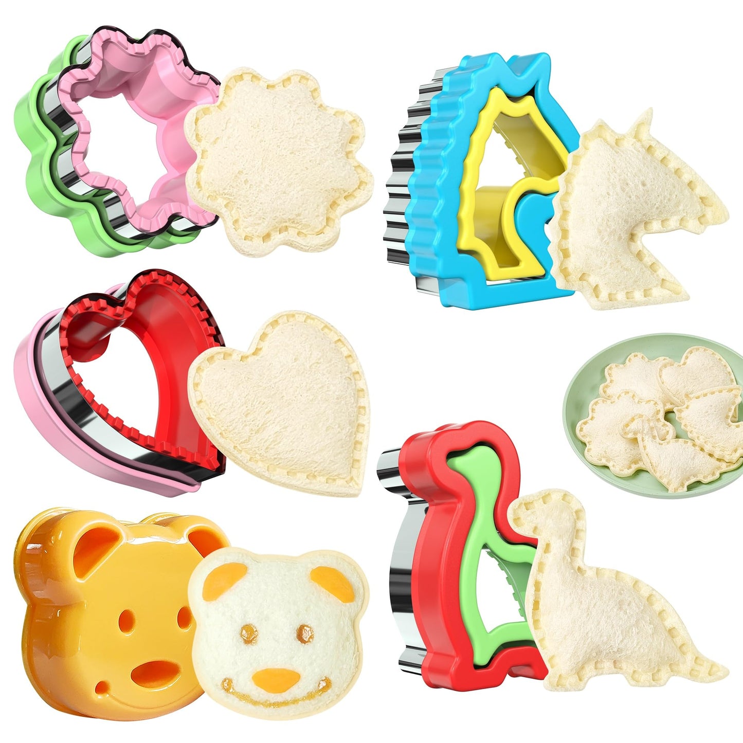 Sandwich Cutter and Sealer, Sandwich Cutter for Kids 5 PCS（BIG）, Decruster Sandwich Maker, Great for Lunchbox and Bento Box - Boys and Girls Kids Lunch