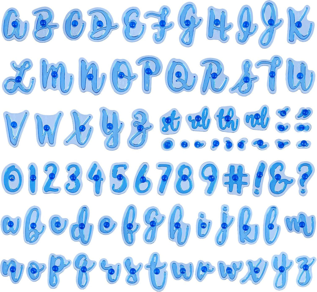 OIIKI 83 Pcs Fun Alphabet Number Cake Stamp Set, Special Characters & Numbers DIY Sugar Cake & Cookie Decor