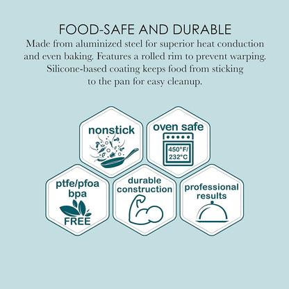 Chicago Metallic 2-Piece Healthy Meatloaf Pan with Draining Insert Professional Grade Non-Stick Carbon Steel Baking Pan with Lift and Serve Feature, 12.2 inch, Grey