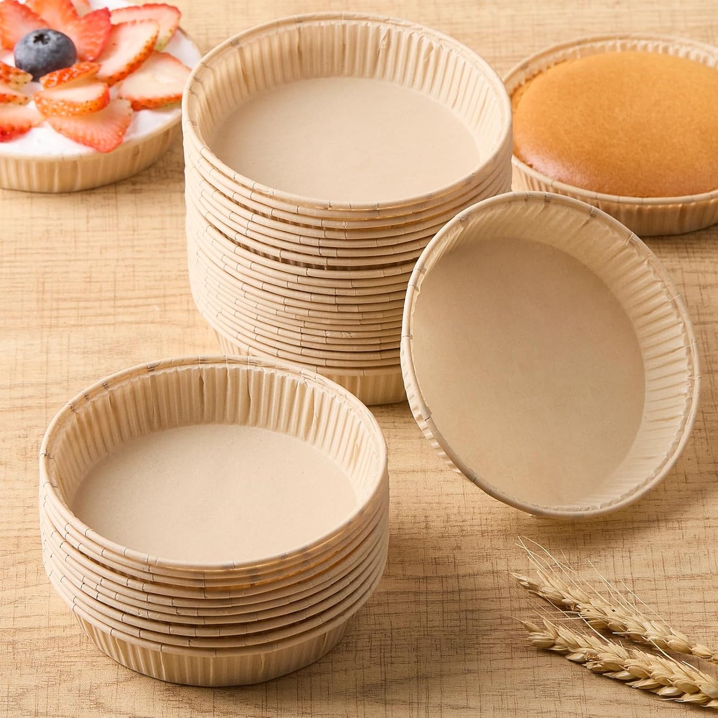 50 Pcs Mini Tart Pans for Baking, 4 Inch Disposable Paper Pie Pans for Individual Small Pies, Tarts, Quiche, Cakes, Breakfast Sandwiches, Desserts, Cinnamon Rolls