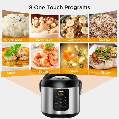 COMFEE' Rice Cooker 10 cup Uncooked/20 cup Cooked , Rice Maker, Steamer, Saute, Steamer and Warmer, 5.2 QT Large Capacity, Brown Rice, Quinoa and Oatmeal, 8 One-Touch Programs