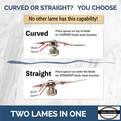 Bread Lame – Now with 6 Included blades. Change from Straight or Curved Blade Lame in seconds with the Patented Design. Built for professional and serious bakers.