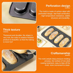 Mini Baguette Tray, Perforated French Stick Loaf Baking Molds Pan, Non-Stick Hot Dog Bun Baking Tray, Mini Sandwich Mold, for Crispy Loaves & Rolls, 13.6 x 8.4 x 1.1 inch