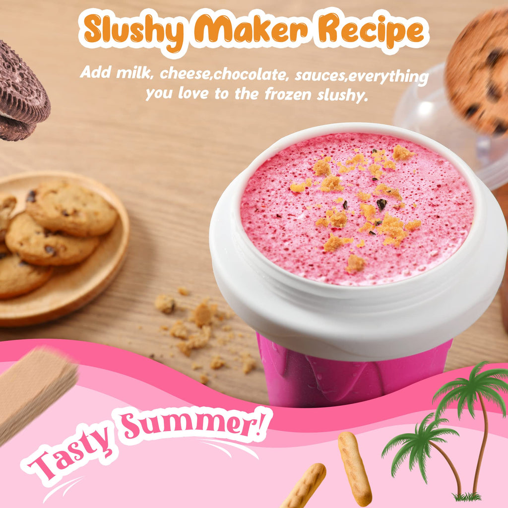 Kubek Slushy Tgosomt, kubek do wyciskania lodu TIK TOK Frozen Magic Slushie Maker, fajne gadżety i świetne prezenty do skarpet i prezenty w kształcie białego słonia (różowe)
