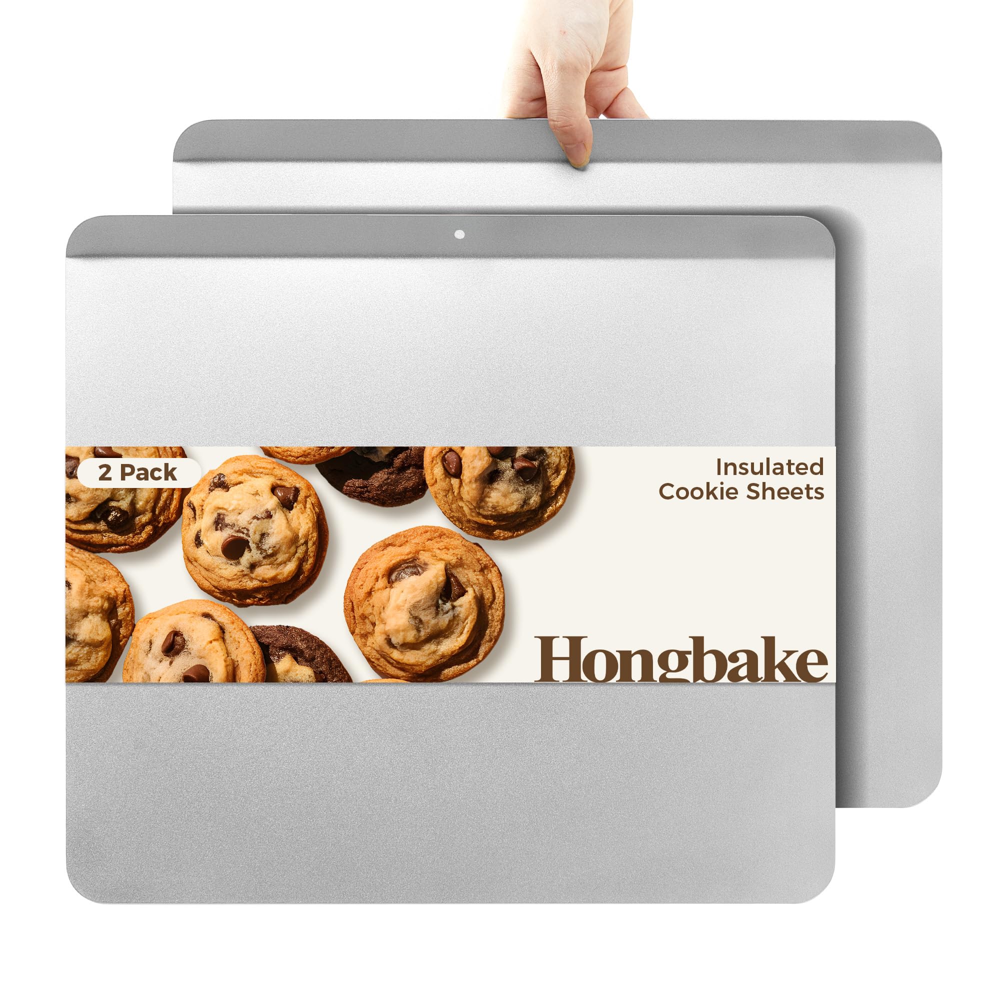 HONGBAKE 2 Pack 9.7X7.5" Toaster Oven Pans for Baking, 57% Thicker Nonstick 1/8 Cookie Sheet Pan Set, Small Baking Tray, Dishwasher Safe and Heavy Duty, Black