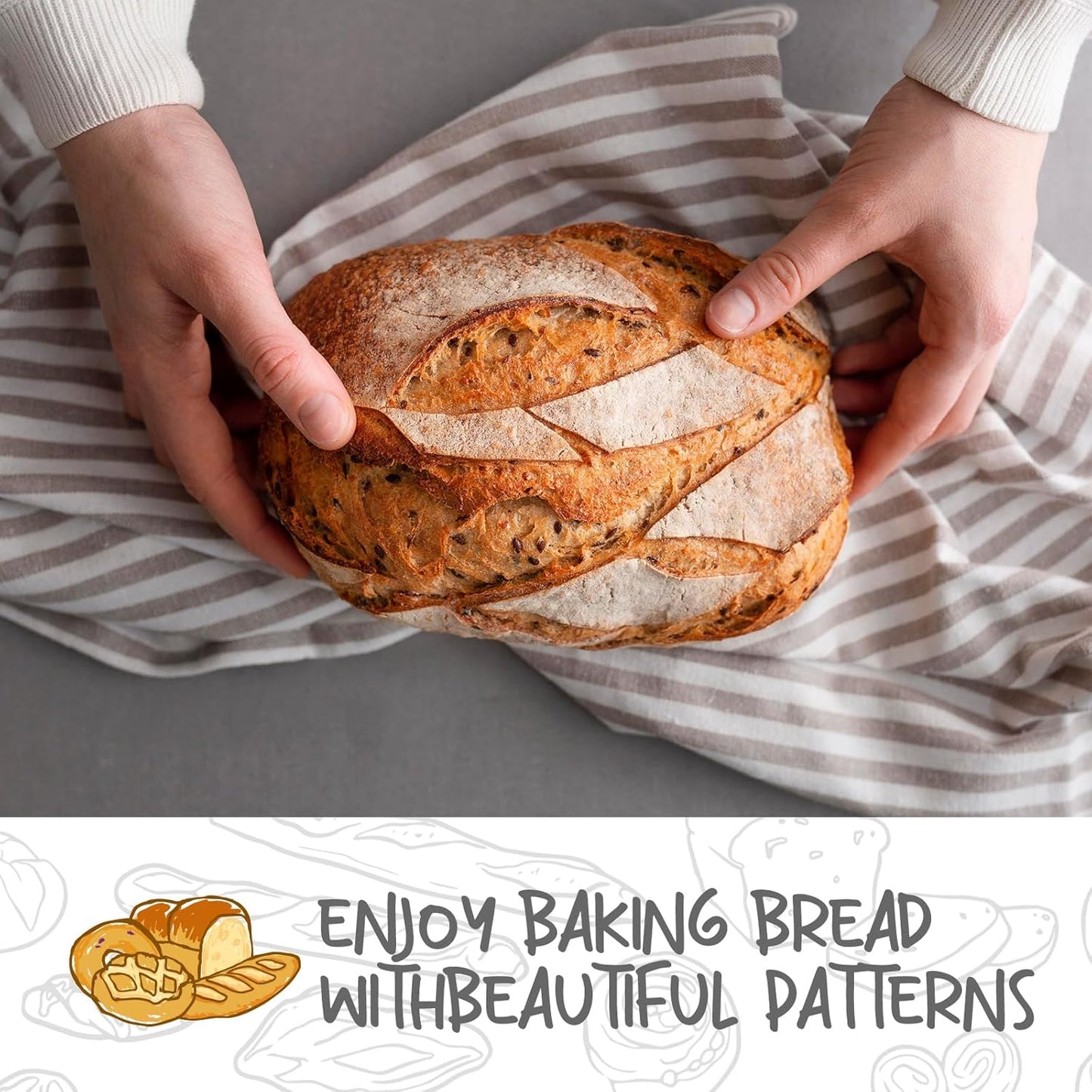 Bread Proofing Baskets Set of 2 10 inch Oval Shaped Dough Proofing Bowls w/Liners Perfect for Professional & Home Sourdough Bread Baking