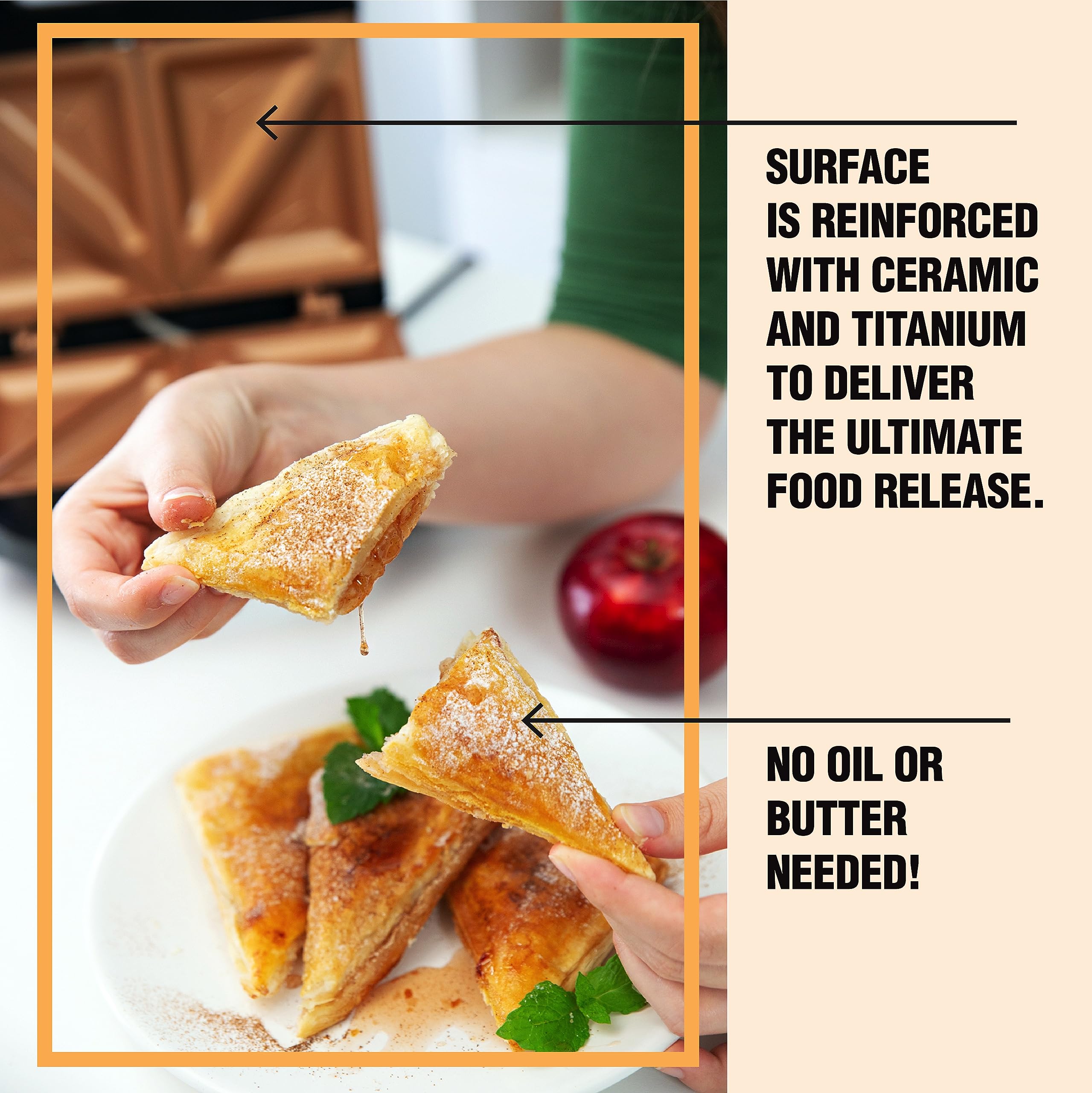 Gotham Steel Nonstick Panini Press Sandwich Maker, 2in1 Breakfast Sandwich Maker Grill / Sandwich Press Grill with Indicator Light, Grilled Cheese Maker Makes 2 Sandwiches with Easy Cut Edges