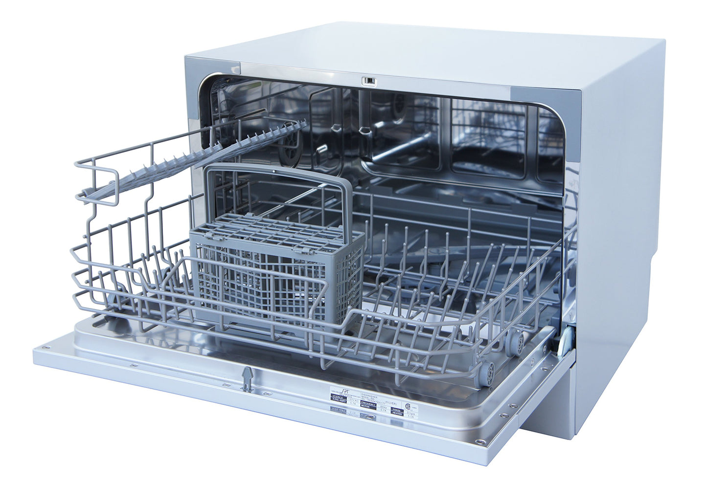 SPT SD-2224DS ENERGY STAR Compact Countertop Dishwasher with Delay Start - Portable Dishwasher with Stainless Steel Interior and 6 Place Settings Rack Silverware Basket, Silver