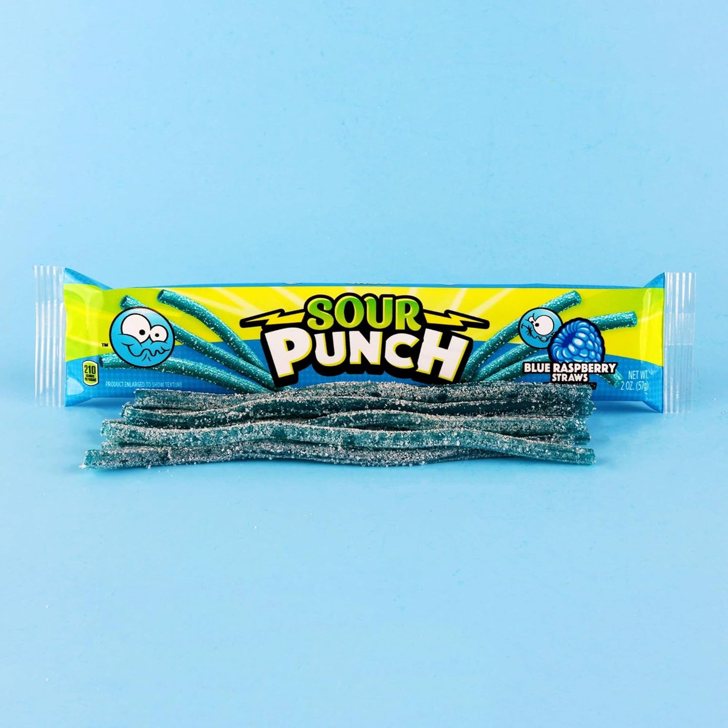 Sour Punch Straws, Sweet & Sour Flavored Soft, Chewy Candy, Tray, Blue Raspberry , 2 Ounce (Pack of 24)