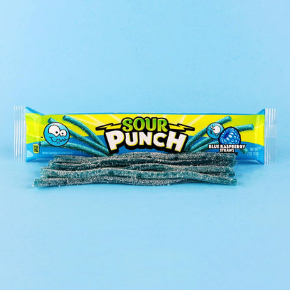 Sour Punch Straws, Sweet & Sour Flavored Soft, Chewy Candy, Tray, Blue Raspberry , 2 Ounce (Pack of 24)