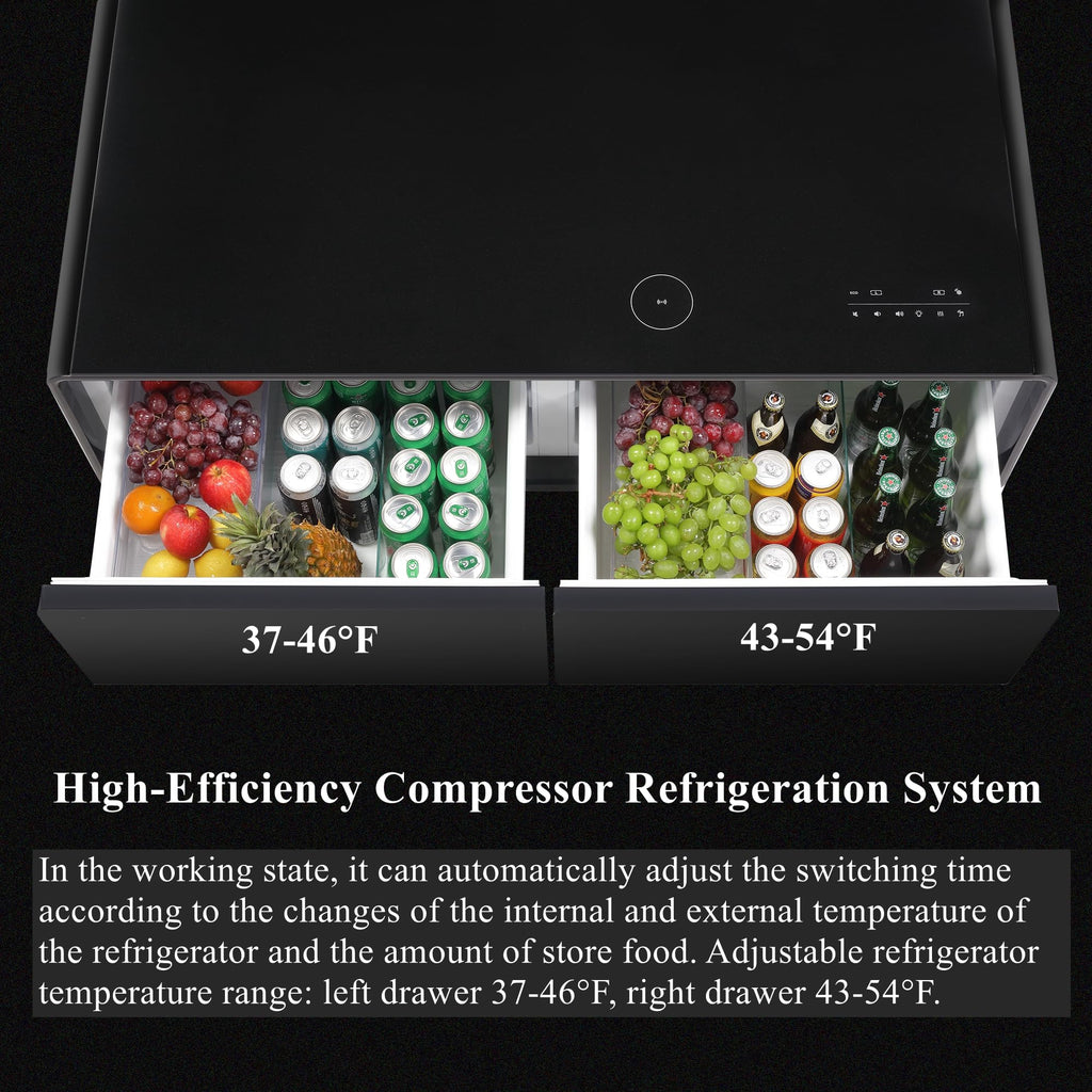 Gagawin Smart Coffee Table z lodówką i głośnikiem Bluetooth, Smart Refrigerator Table z ładowarką bezprzewodową, panelem sterowania dotykowego, gniazdem zasilania, portem USB, oświetleniem atmosferycznym (czarny, LT135 Pro)