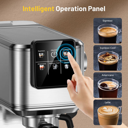 KEENSTAR Espresso Machine 20Bar, Hot & Iced Coffee Machine with Rapid Cold Brew, Espresso Maker with Steam Wand, Touch Screen with 37oz Water Tank for Latte, Cappuccino, Gift for Coffee Lover