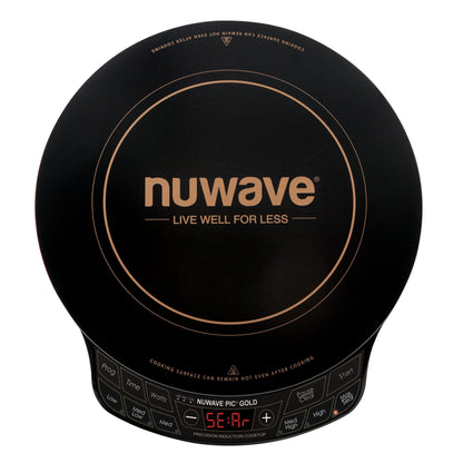 Nuwave Gold Precision Induction Cooktop, Portable, Large 8” Heating Coil, 12” Shatter-Proof Ceramic Glass Surface, 51 Temp Settings from 100°F - 575°F, 3 Watt Settings 600, 900, & 1500 Watts (Renewed)