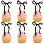 20 Pack Bow Cupcake Toppers Birthday Bowknot Ribbons Coquette Pink Bow High Footed Cup Balloon Wall Party Decorations Bridal Cake Dessert Picks Baby Girl Boy Wedding Party Supplies pink1