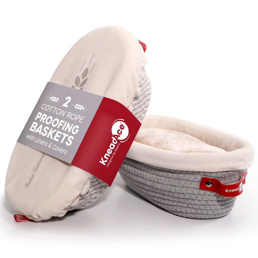 Cotton Rope Banneton Bread Proofing Basket Set, Oval & Round Bread Baskets with Liners & Covers for Artisan Bread Baking, Sourdough Bread Baking Supplies