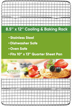 Spring Chef 10" x 15" Stainless Steel Cooling Racks for Baking - Oven Safe - Cookie Racks for Cooling Cookies - Fits Jelly Roll Pan - Perfect for Grilling, Roasting, Cooking, Drying - Set of 2