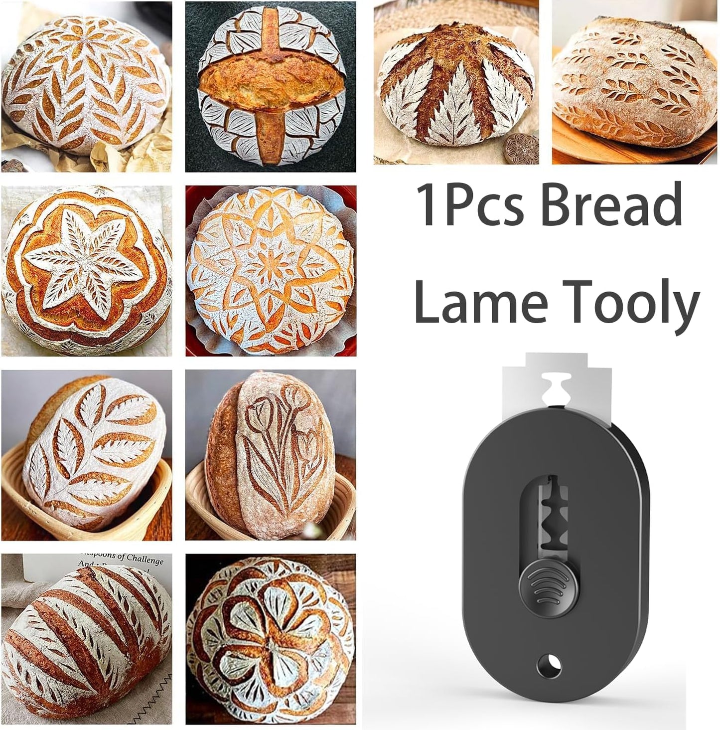 Extractable & Magnetic Bread Lame Dough Scoring Tool - Professional Sourdough Scoring Tool - Sourdough Bread Baking & Bread Scoring Tool - Scoring Patterns booklet & 5 Razor Blades（Black)