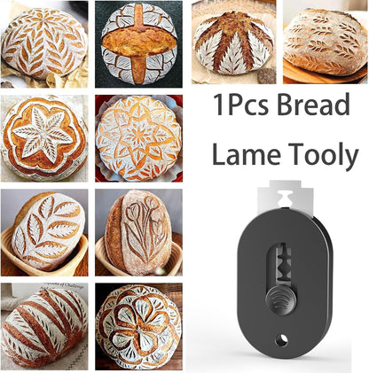 Extractable & Magnetic Bread Lame Dough Scoring Tool - Professional Sourdough Scoring Tool - Sourdough Bread Baking & Bread Scoring Tool - Scoring Patterns booklet & 5 Razor Blades（Black)