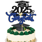 1Pc Congrats Grad 2025 Cake Topper Red Glitter Diploma Graduation Cap Cake Pick Congrats Class of 2025 Cake Decorations for 2025 Graduation Theme High School Boys Girls Graduate Party Supplies