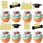 36 PCS 2023 Graduation Theme Cupcake Toppers Glitter Class of 2023 Graduation Cap Diploma Cupcake Picks Party Cake Decorations Supplies Red