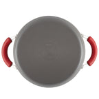 Rachael Ray - 87661 Rachael Ray Brights Hard Anodized Nonstick Cookware Pots and Pans Set, 12 Piece, Gray with Red Handles