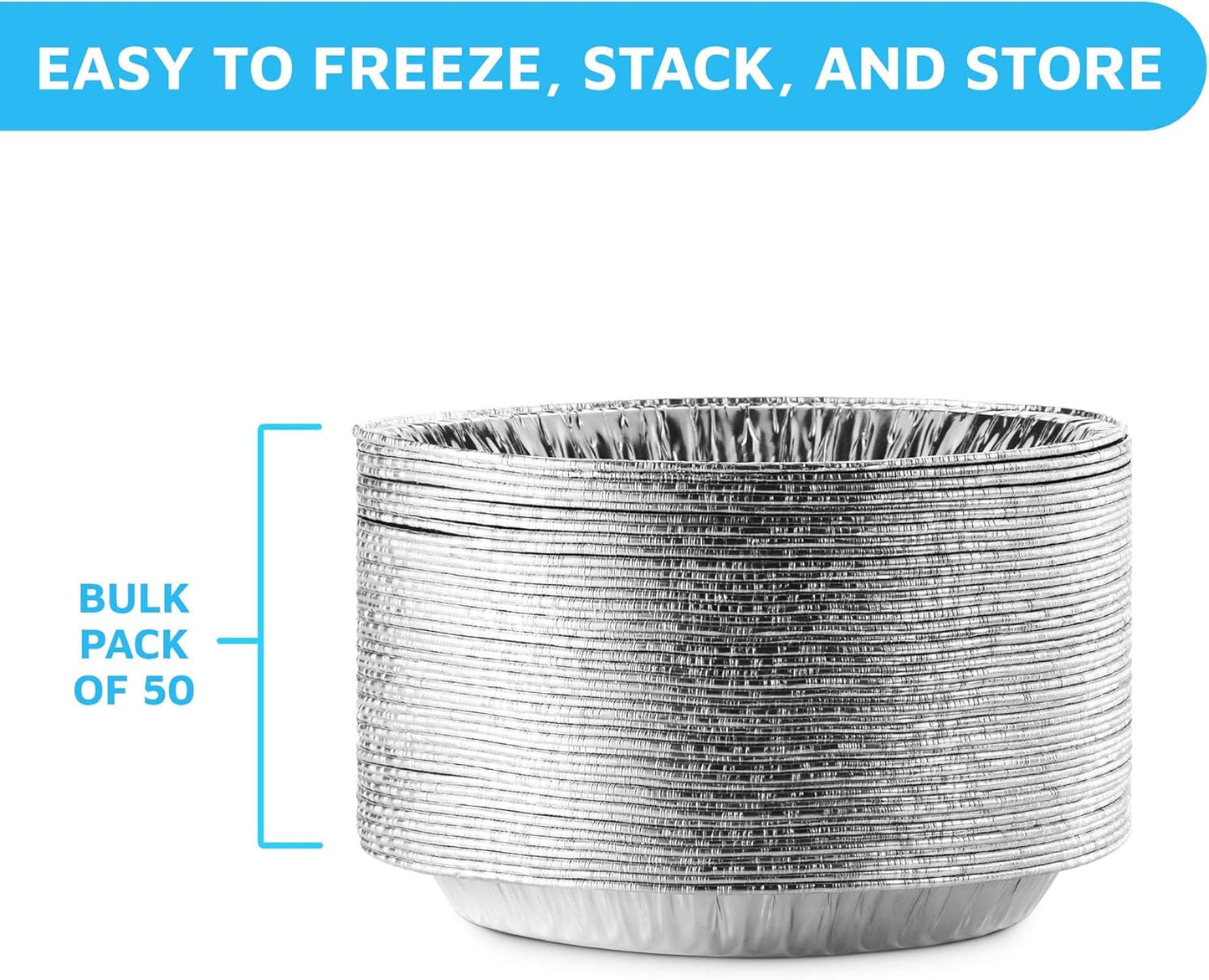 MontoPack 9” Aluminum Foil Pie Pans | Round Disposable Containers with Angled Walls for Tart Baking, Storing, Serving & Reheating | Freezer and Oven Safe, Recyclable | 50-Pack of Cake Tins