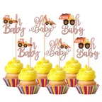 36 PCS Construction Cupcake Toppers Stop Sign Dump Truck Excavator Tractor Party Cake Food Picks Decorations for Construction Theme Baby Shower Kids Birthday Party Supplies