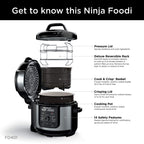 Ninja FD401 LP3 Foodi 12 w 1 Deluxe XL 8 qt. Szybkowar i frytkownica powietrzna, która gotuje na parze, wolno gotuje, przypieka, smaży, suszy i nie tylko, z 5 qt. Koszem na chrupiące produkty, odwracalną półką i książką kucharską, srebrny