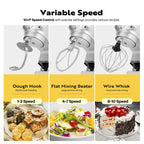 VIVOHOME 6 in 1 Multifunctional Stand Mixer with 8.5 Quart Stainless Steel Bowl, 660W 10 Speed Tilt-Head Meat Grinder, Juice Blender, Vegetable Slicer, Pasta and Cookie Maker, Silver