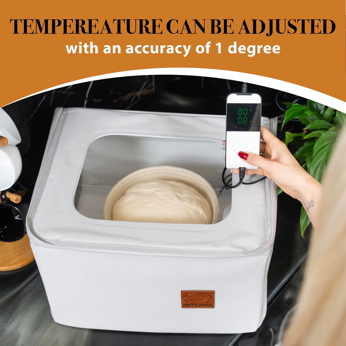 Happy Dough Proofer for Baking Bread - Sourdough Proofing Box with Heater - Heated Folding Bread Proofer & Warmer for Fermentation with Attachable Thermostat for Easy Temperature Control – 13x15.7x9.8