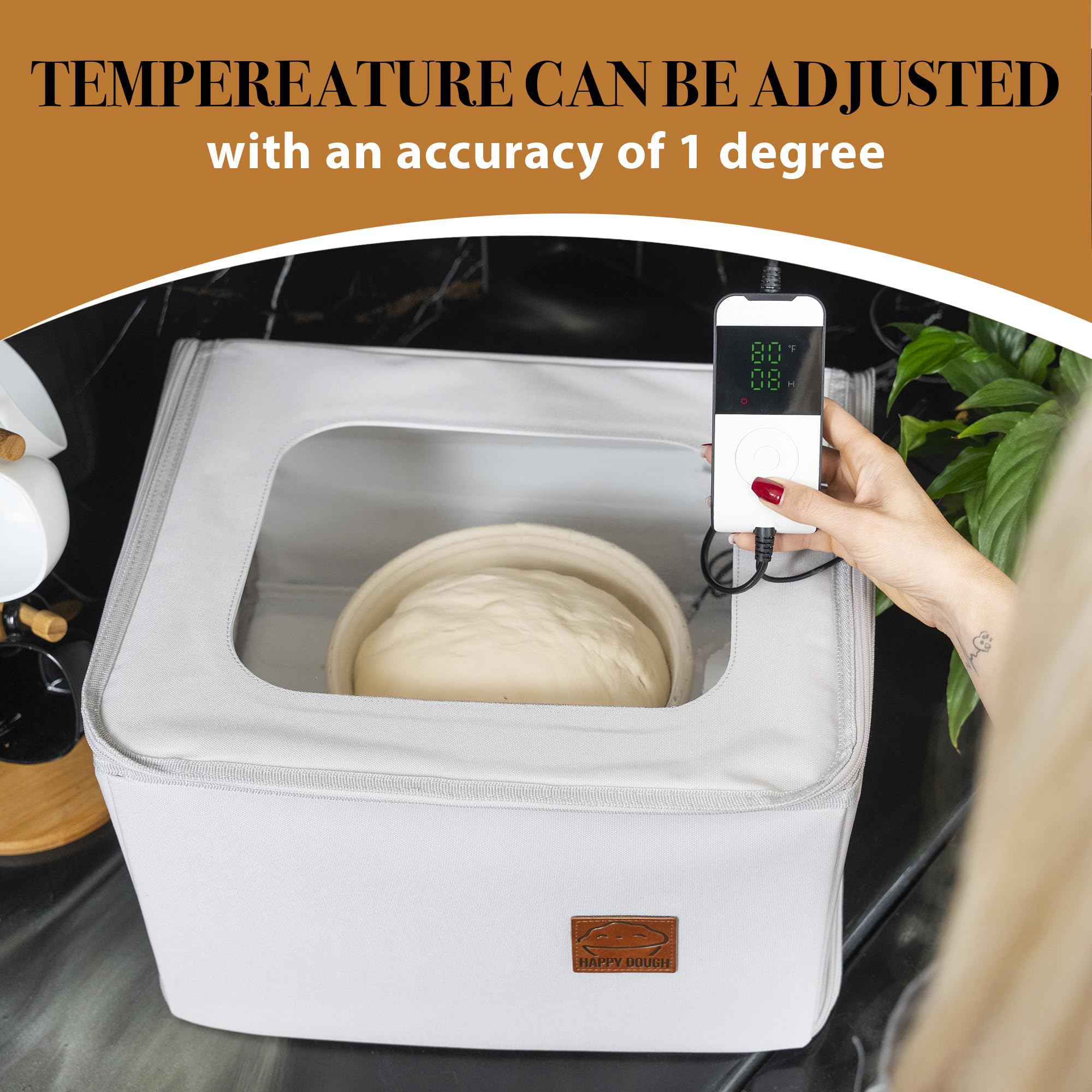 Happy Dough Proofer for Baking Bread - Sourdough Proofing Box with Heater - Heated Folding Bread Proofer & Warmer for Fermentation with Attachable Thermostat for Easy Temperature Control – 13x15.7x9.8