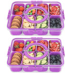 shopwithgreen Divided Serving Tray with Lid and Handle, Portable Snackle Box Charcuterie Container for Party, Veggies, Snack, Fruit, Nuts, Candy, Christmas Tray Snack Box for Entertaining, Picnic