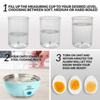 Nostalgia Retro Electric Large Hard-Boiled Egg Cooker, 7 Capacity, Poached, Scrambled, Omelets, Whites, Sandwiches, for Keto & Low-Carb Diets, Aqua