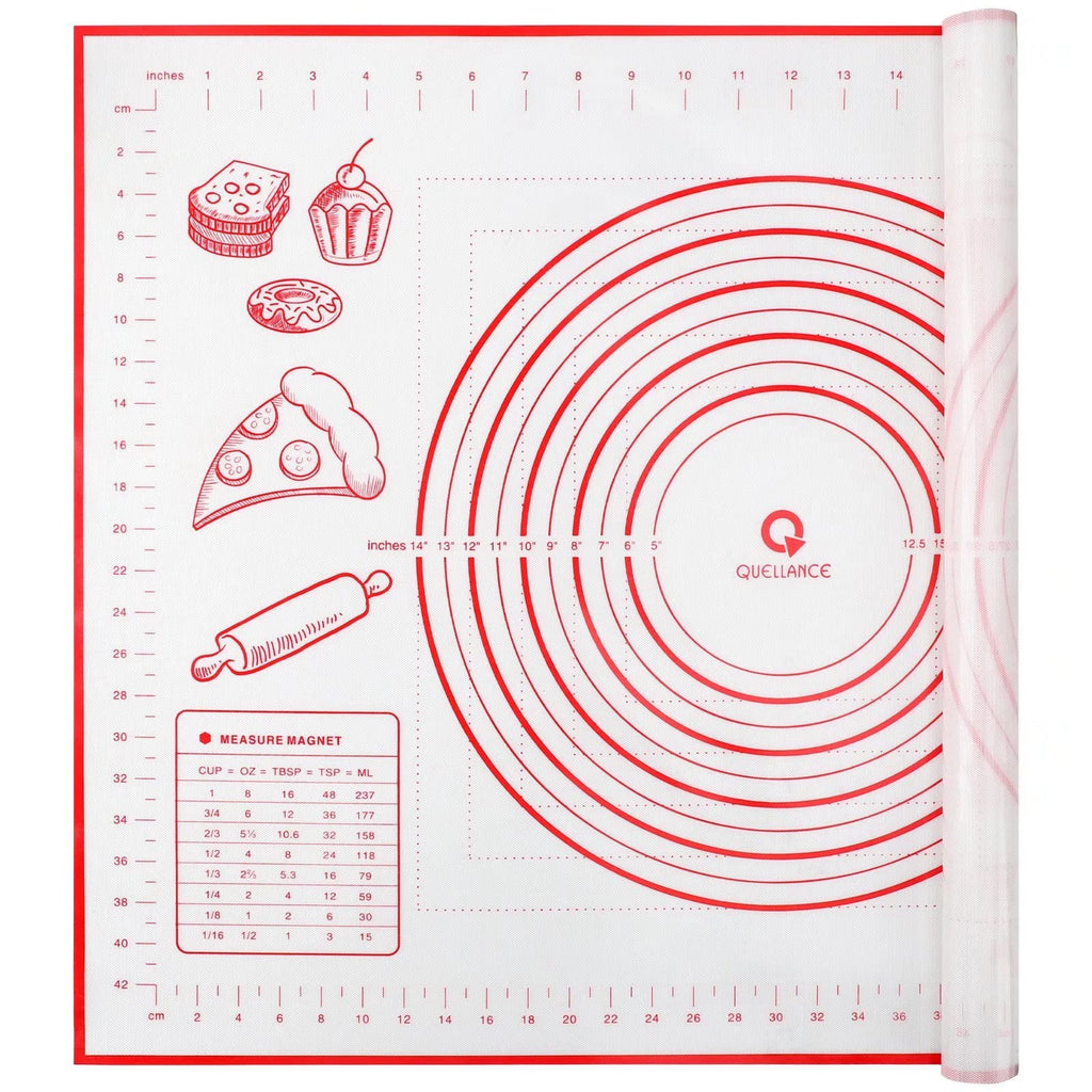 Silicone Pastry Baking Mat Dough - 16x24Inch Large Non Stick Slip Cookie Bread Rolling Mats Sheet, Kitchen Counter Kneading Cooking Board Pad Matt with Measurement for Pie Pizza Cookies Fondant Making