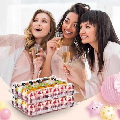 (24 Pack x 15 Sets) Mini Cupcake Containers with 375 Pack Cupcakes Liners, Plastic Cupcake Holder, Stackable Mini Cupcake Boxes Carrier, Clear Disposable Cupcake Trays, High Dome - MINI SIZE