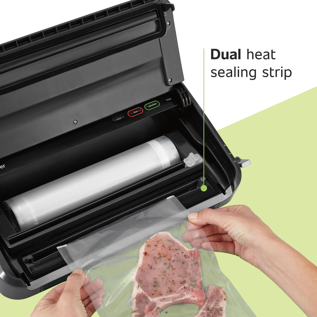 Maszyna do pakowania próżniowego FoodSaver, automatyczne wykrywanie worków, przyjazna dla Sous Vide, z workami do zgrzewania, rolka, ręczna pakowarka próżniowa, czarna